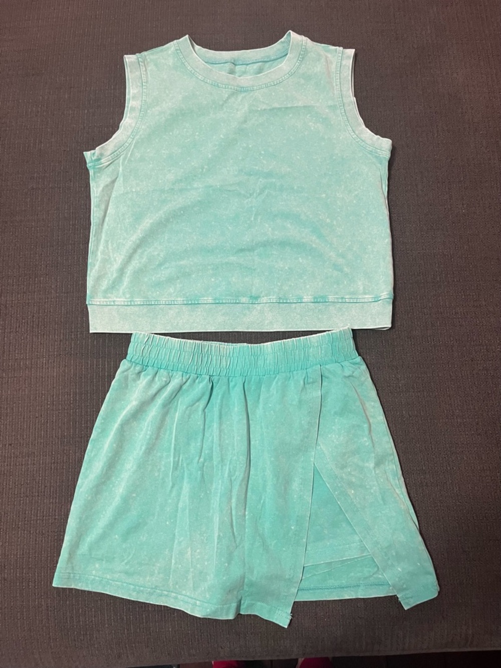 Aqua Tie-Dye Two-Piece Tank & Skort Set